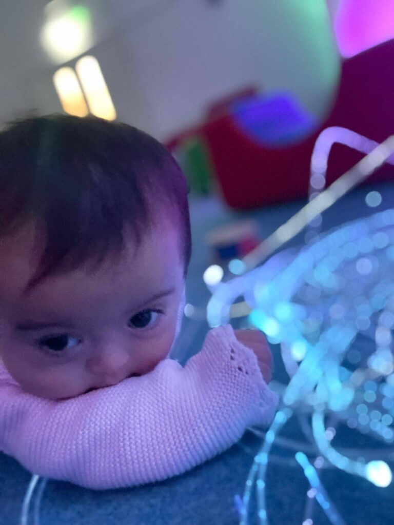 Playing at Leatherhead and Dorking Gymnastics Club sensory room